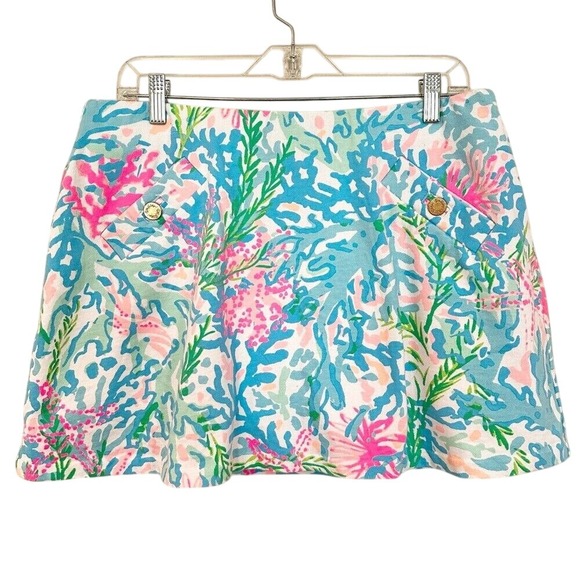 Lilly Pulitzer Pants - Lilly Pulitzer Madison Skort Pull On Women's Large Coral Bay Cotton Summer Beach